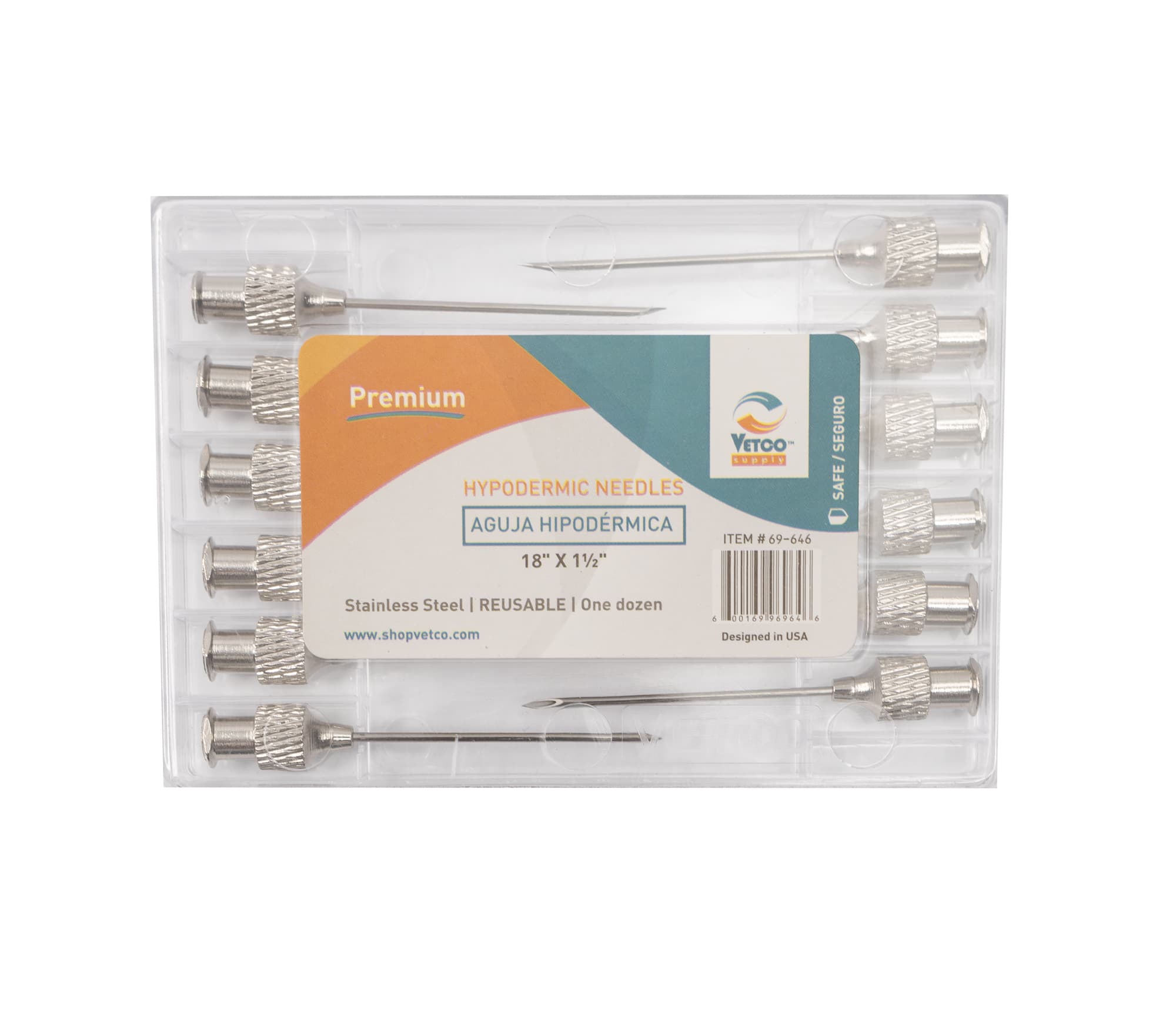 Aguja Hipodérmica Reusable de Cono Redondo 16 x ¾ caja x 12 1